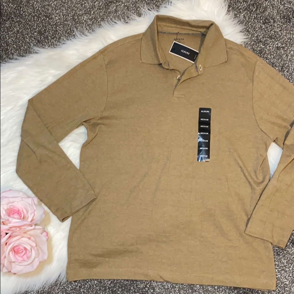 Alfani long sleeve polo button up